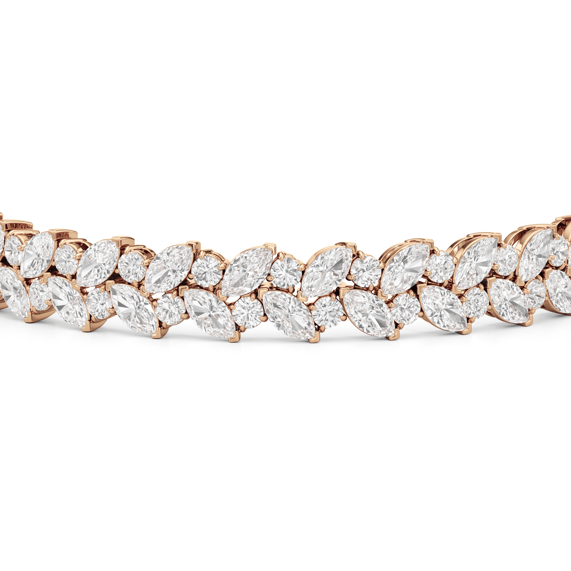 Woven Round and Marquise Tennis Bracelet - Lotus Diamond