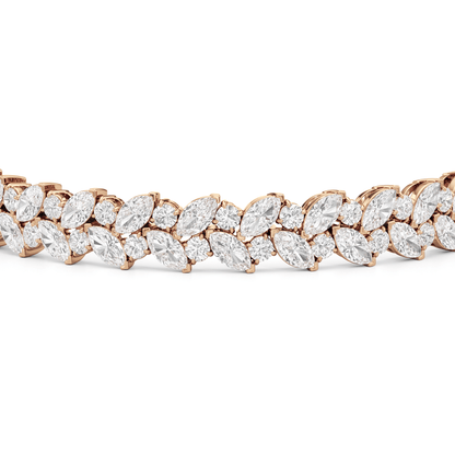 Woven Round and Marquise Tennis Bracelet - Lotus Diamond
