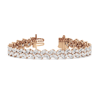 Woven Round and Marquise Tennis Bracelet - Lotus Diamond