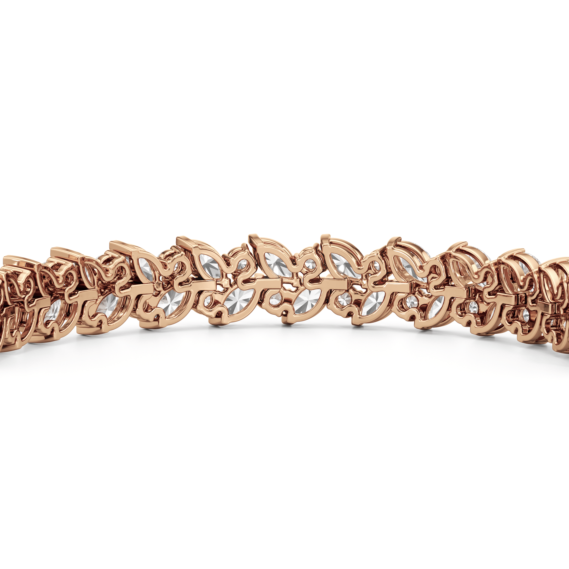 Woven Round and Marquise Tennis Bracelet - Lotus Diamond
