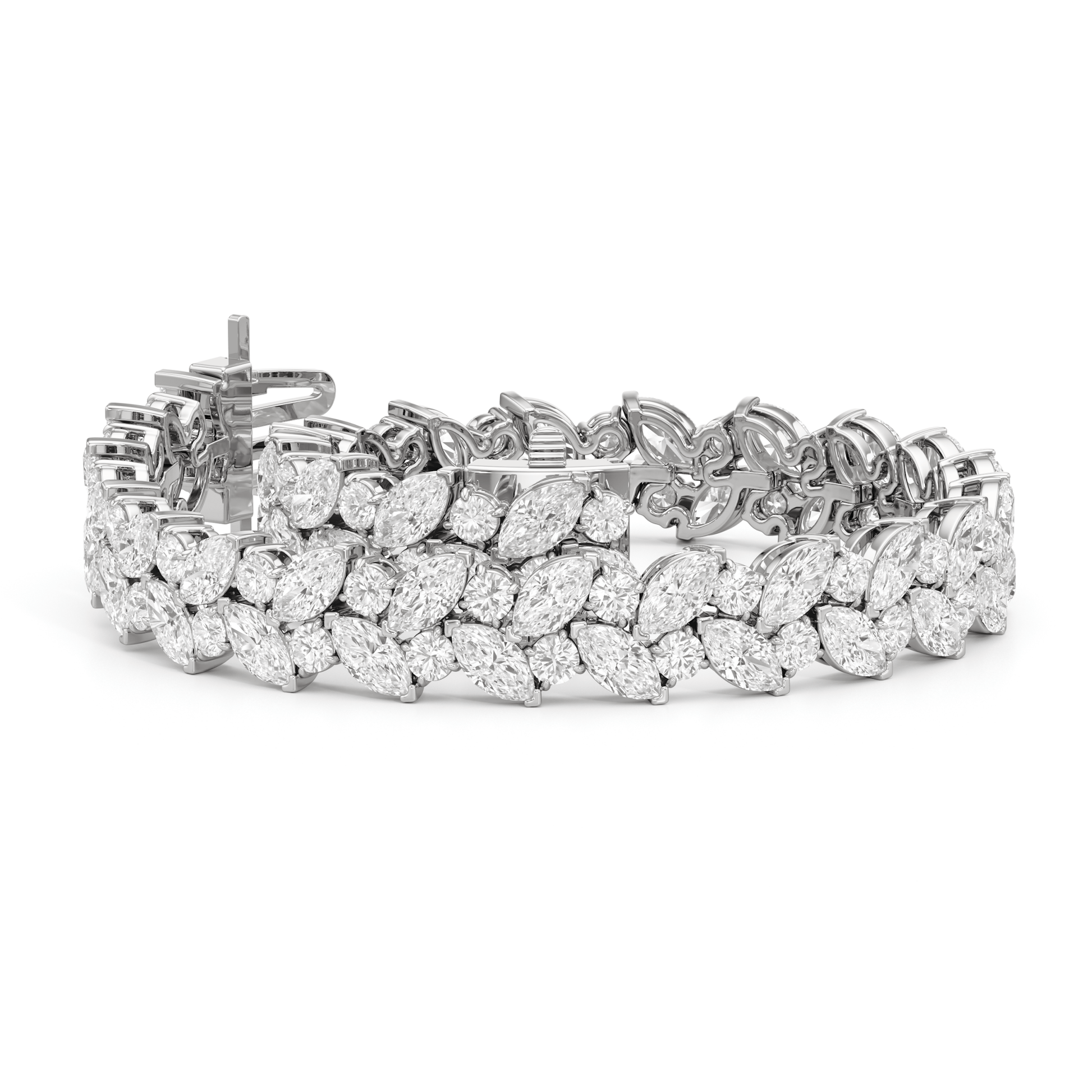 Woven Round and Marquise Tennis Bracelet - Lotus Diamond