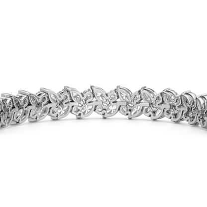 Woven Round and Marquise Tennis Bracelet - Lotus Diamond