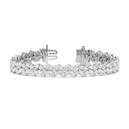 Woven Round and Marquise Tennis Bracelet - Lotus Diamond