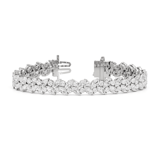 Woven Round and Marquise Tennis Bracelet - Lotus Diamond