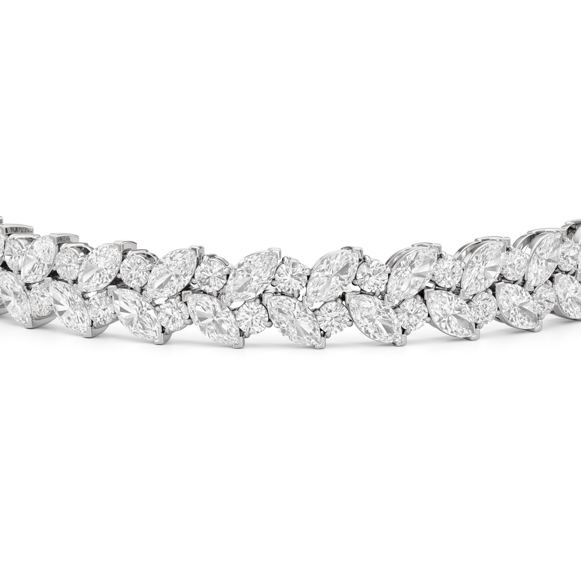 Woven Round and Marquise Tennis Bracelet - Lotus Diamond