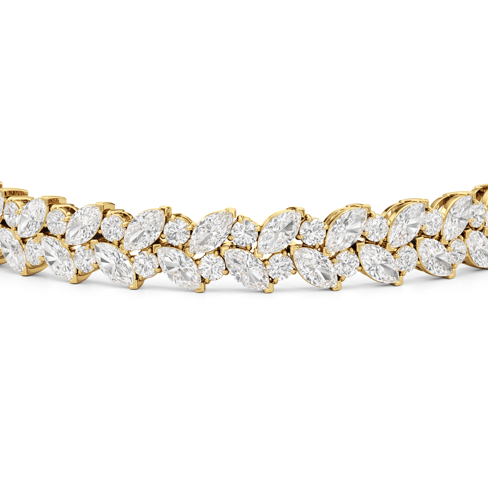 Woven Round and Marquise Tennis Bracelet - Lotus Diamond