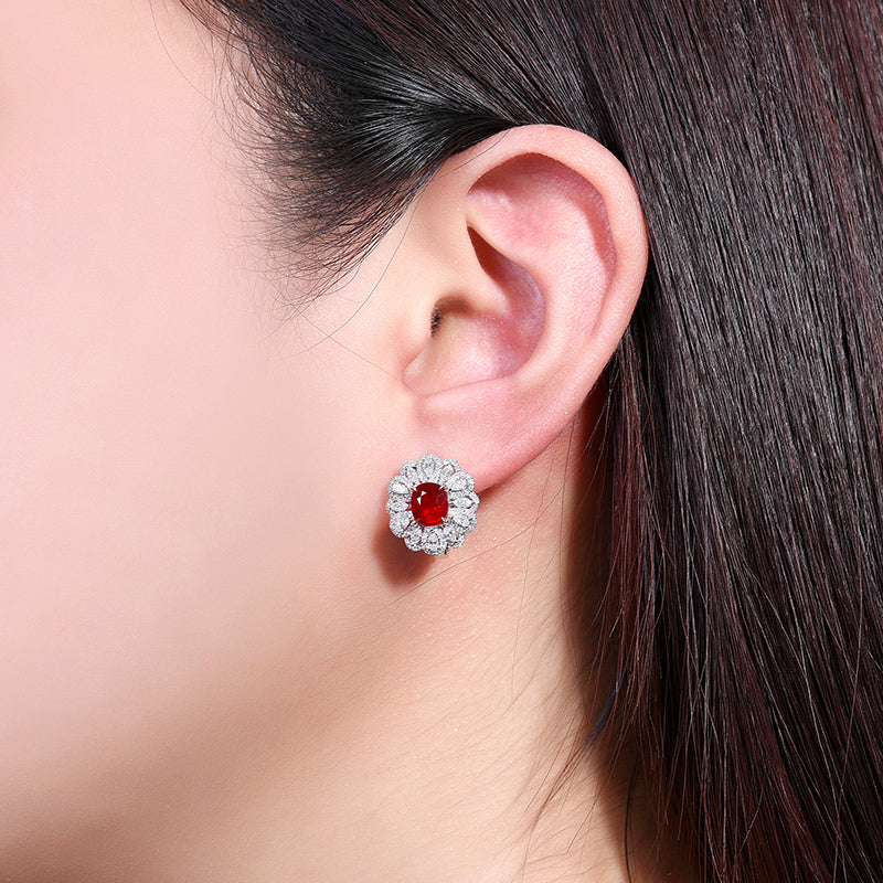 Natural unburned pigeon red Ruby Stud earrings Style B