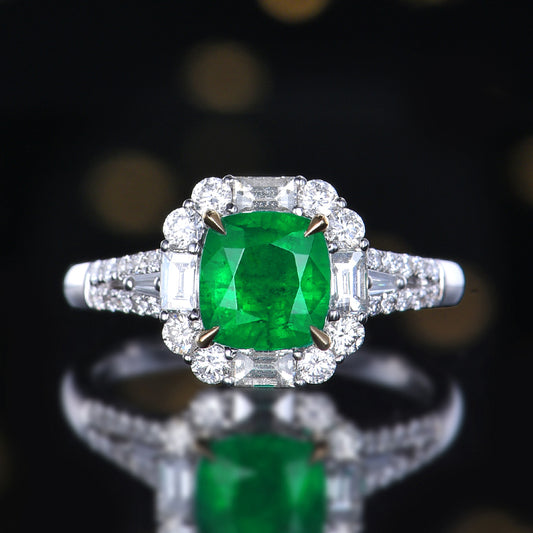 【GUILD Certified Wharton Green 】 Natural emerald ring