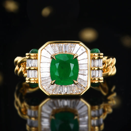 Natural Vivid Green Emerald Ring - Style B