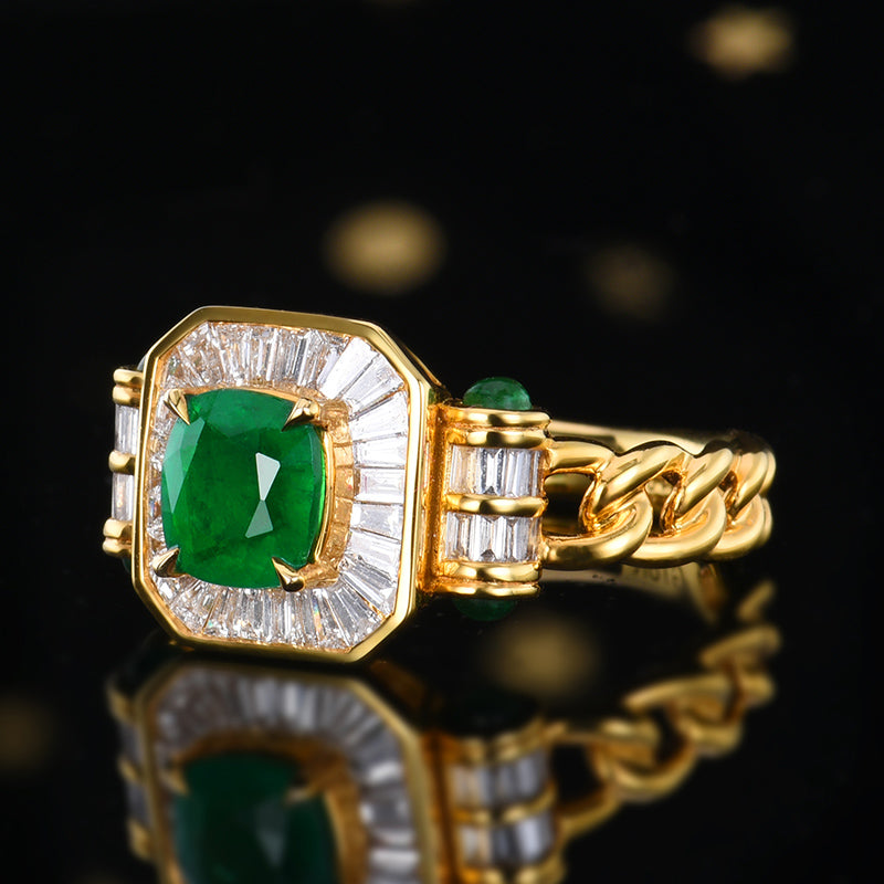 Natural Vivid Green Emerald Ring - Style B