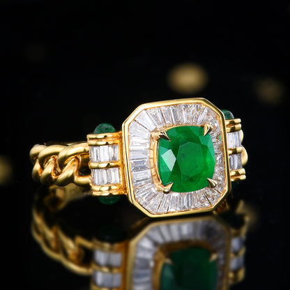 Natural Vivid Green Emerald Ring - Style B