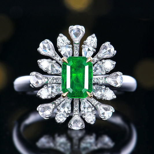 Natural Vivid Green Emerald Ring - Style J