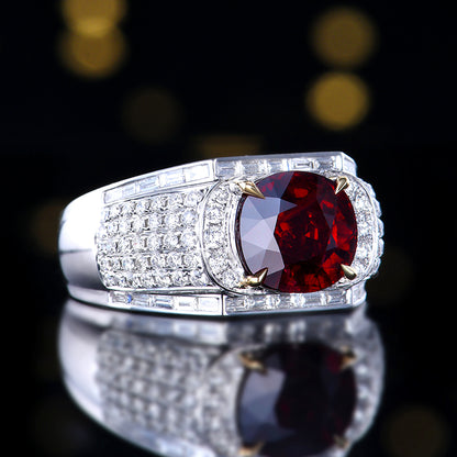 18k gold unburned ruby ring for men