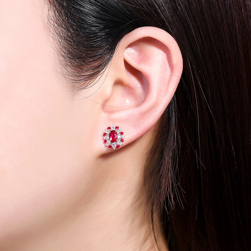 Natural pigeon red ruby stud earrings-Style A