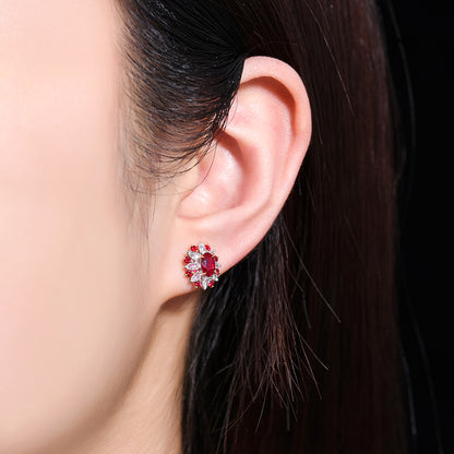 Natural pigeon red ruby stud earrings-Style A