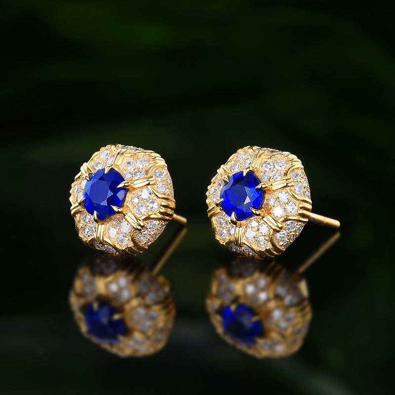 Natural Sri Lankan sapphire stud earrings