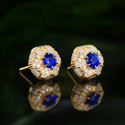 Natural Sri Lankan sapphire stud earrings