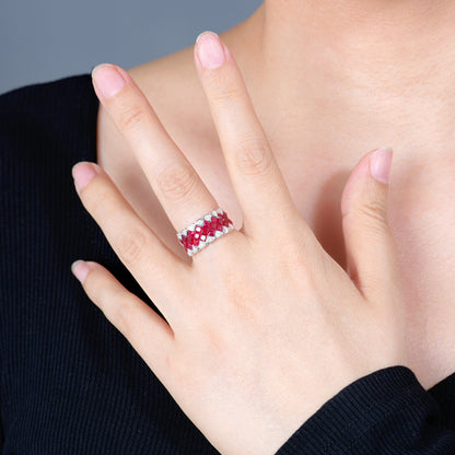 18K gold set with natural pigeon red ruby ring Style A