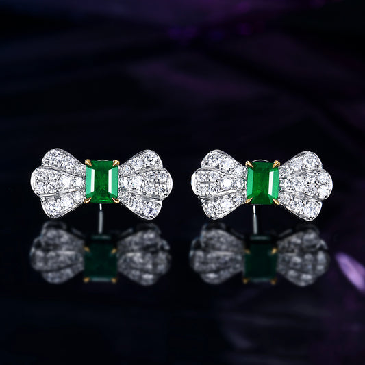 Natural vivid green emerald stud earrings