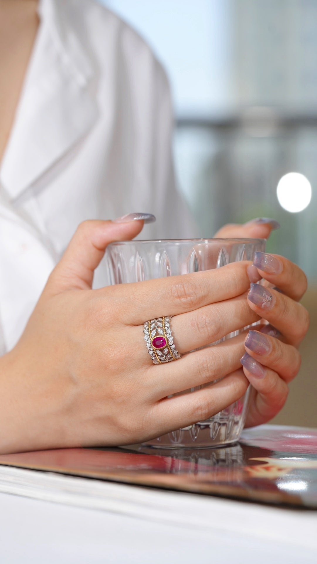 Ruby ring Light luxury -A