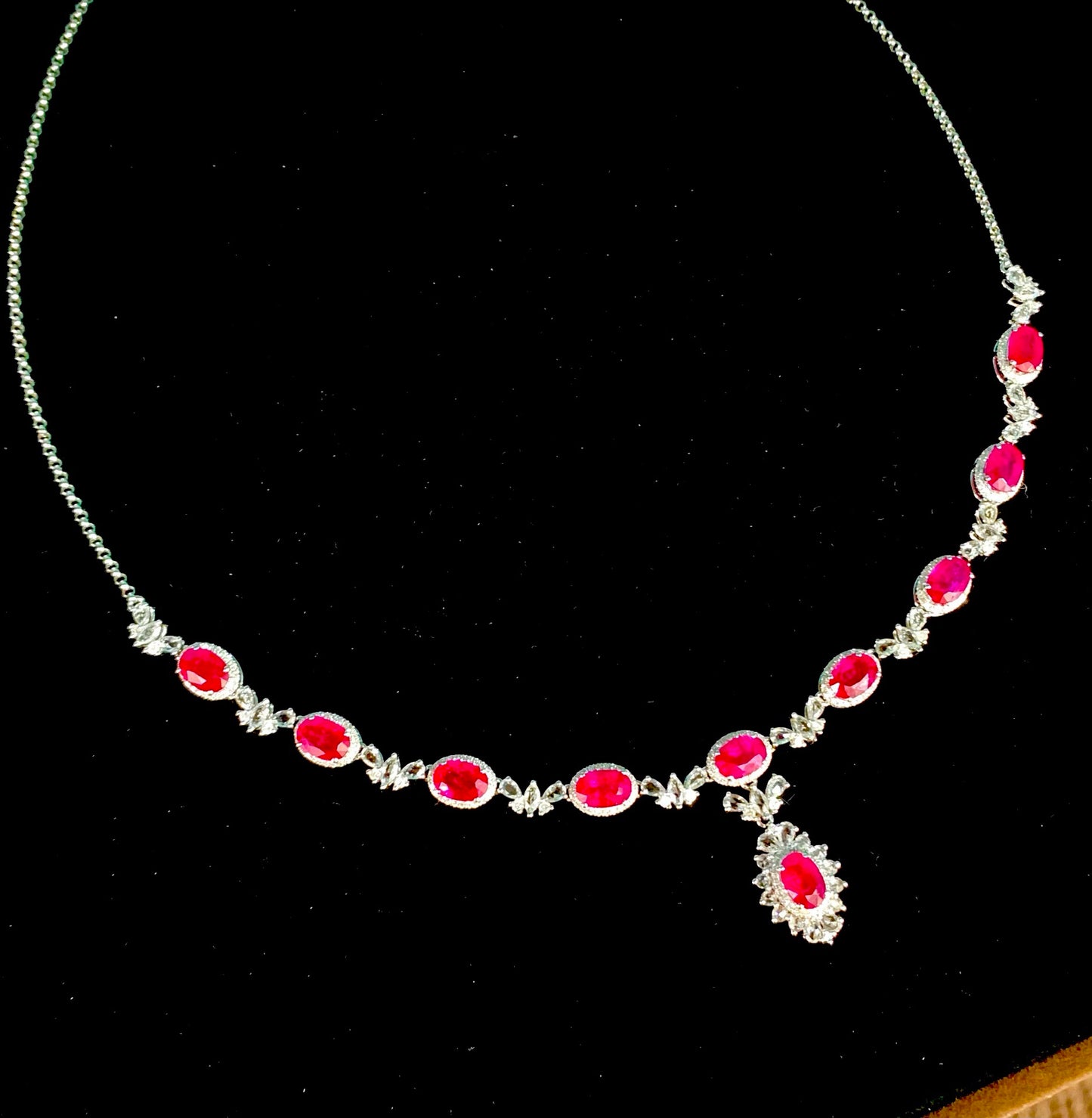 6.9ct neon pink ruby chain set