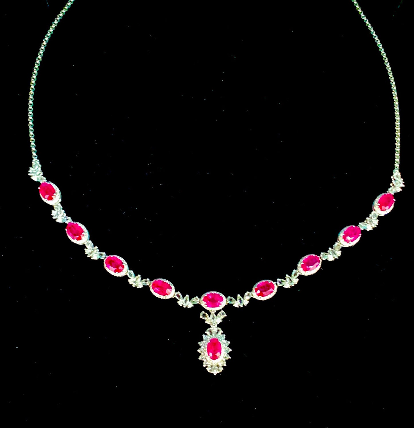 6.9ct neon pink ruby chain set