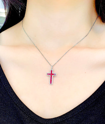 1 carat infinity ruby cross pendant