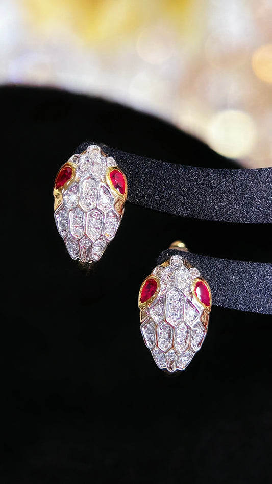 Beautiful snake ruby stud earrings