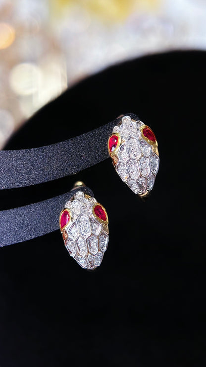 Beautiful snake ruby stud earrings