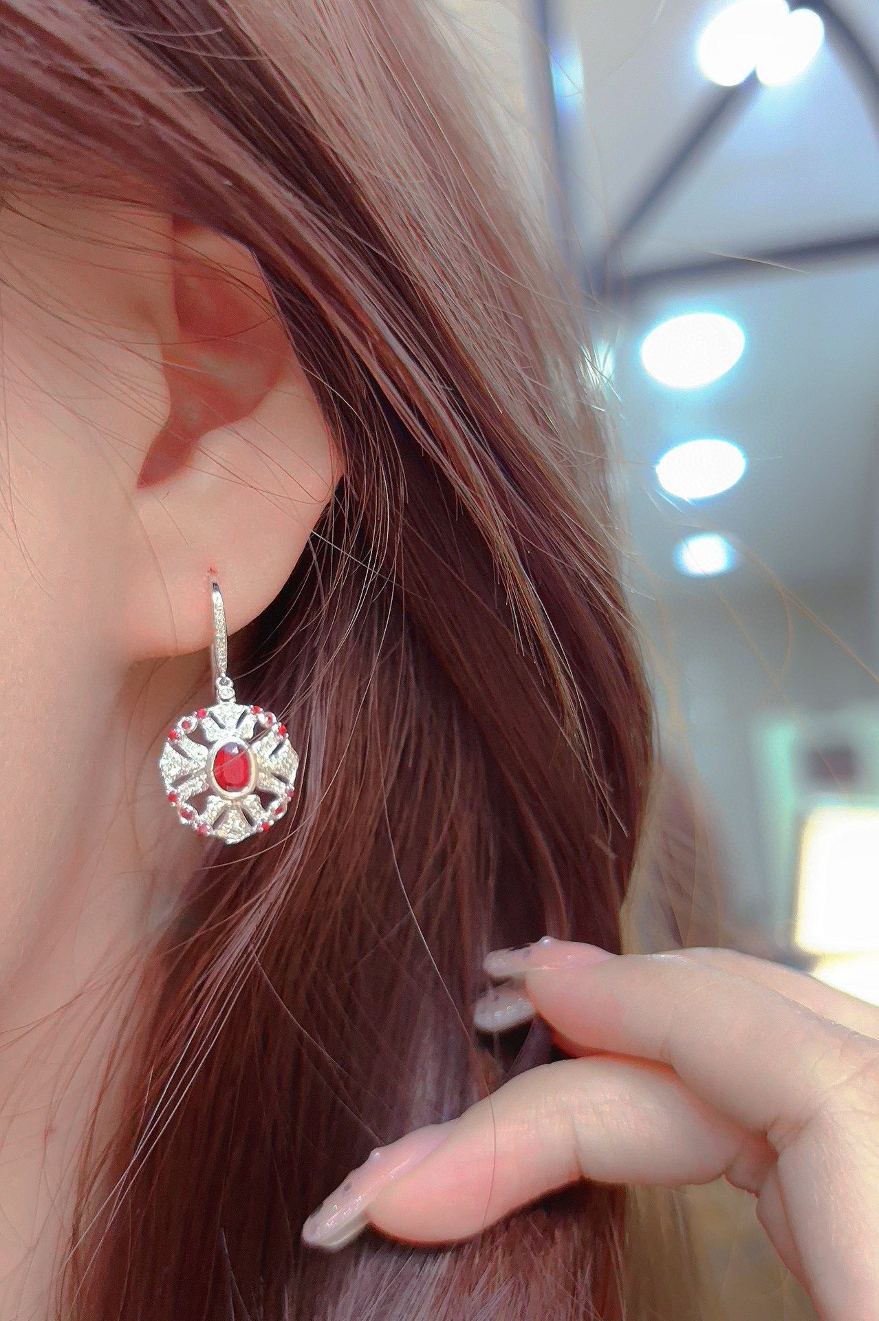 Beautiful ruby stud earrings