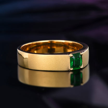 18k gold set with natural emerald ring