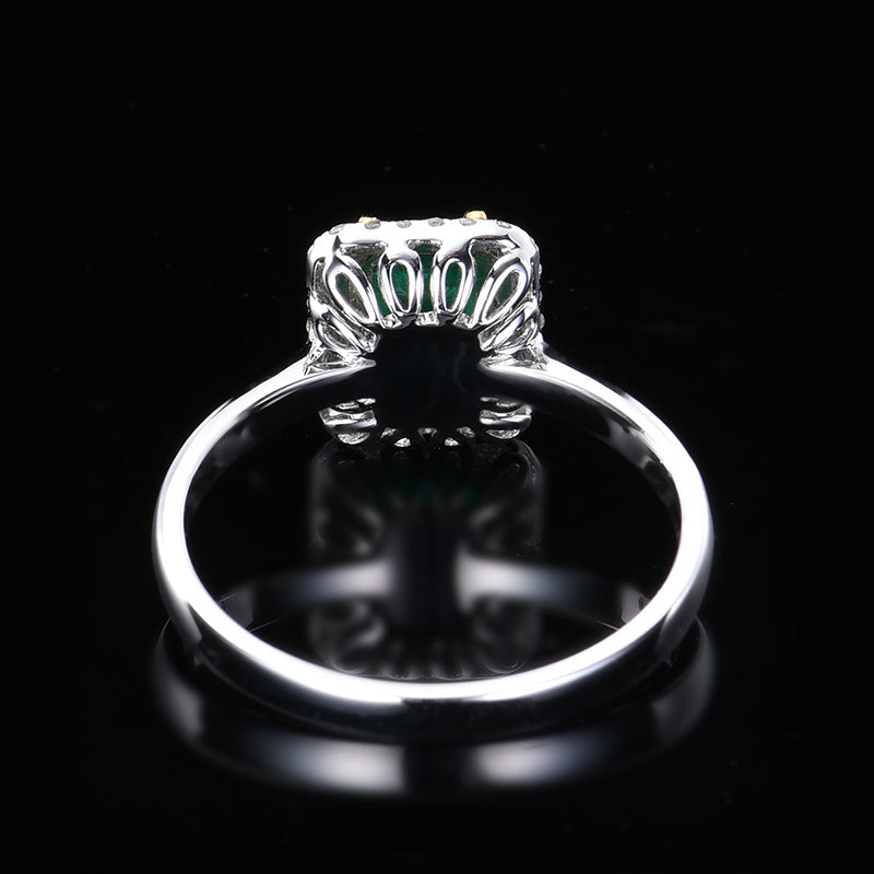 18K gold set with natural emerald ring