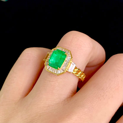 1.3 carat wood colored glass body emerald ring