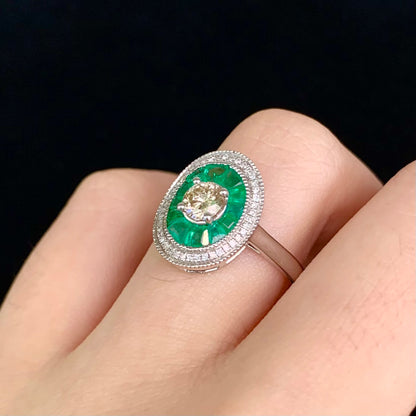 祖母绿无边镶嵌戒指Emerald endless set ring