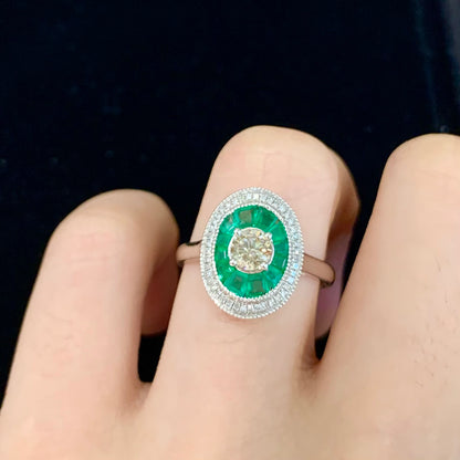 祖母绿无边镶嵌戒指Emerald endless set ring