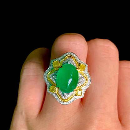 3.85 carat emerald ring/pendant in wood zo