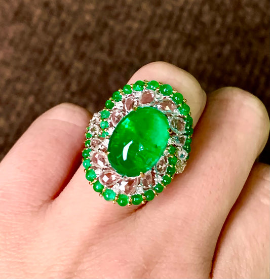 8.3 carat fluorescent emerald ring