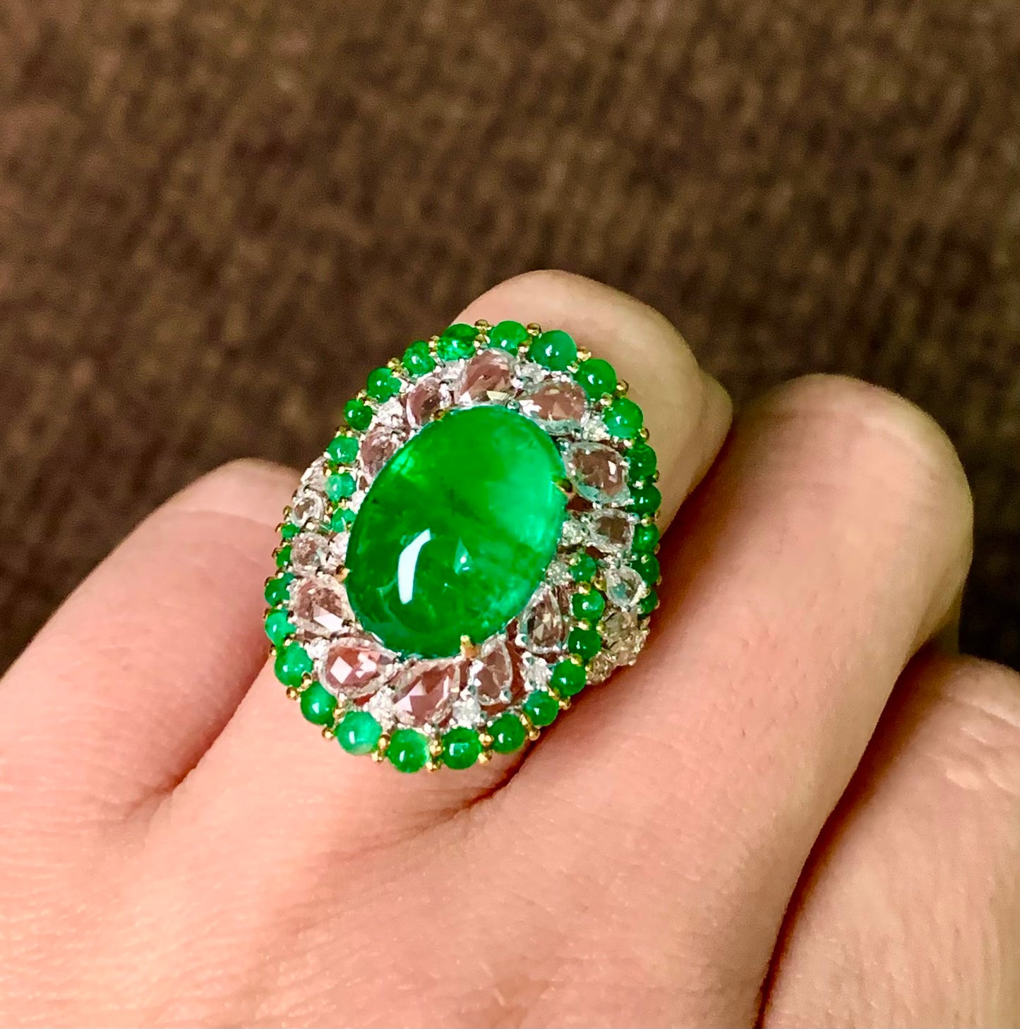 8.3 carat fluorescent emerald ring