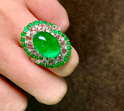 8.3 carat fluorescent emerald ring