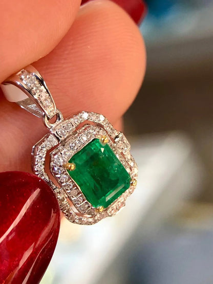 Full diamond high quality emerald pendant