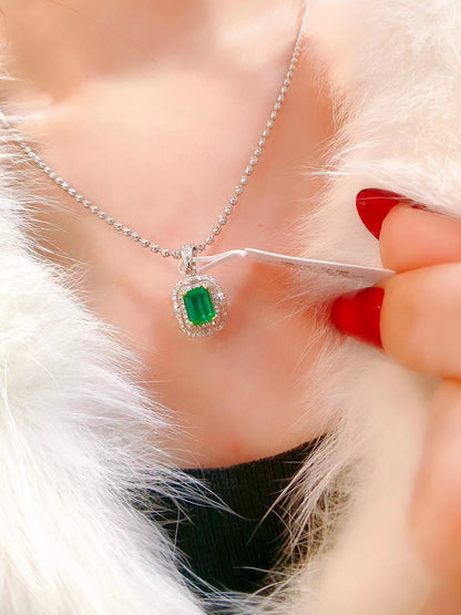 Full diamond high quality emerald pendant