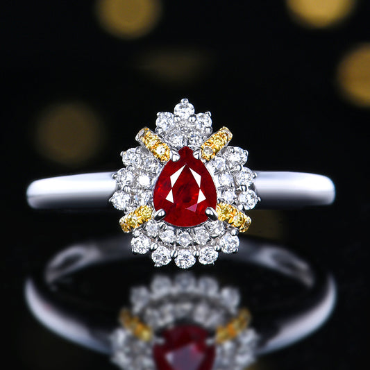 Natural pigeon red Ruby 18K gold Ring - Style F