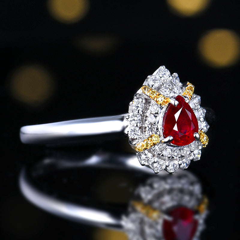 Natural pigeon red Ruby 18K gold Ring - Style F