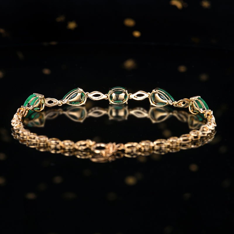 Zambia Natural Emerald Bracelet - Style B - Lotus Diamond