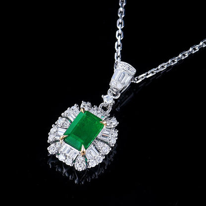 Zambia natural emerald pendant - Lotus Diamond