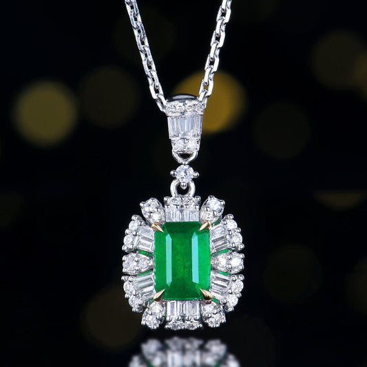 Zambia natural emerald pendant - Lotus Diamond