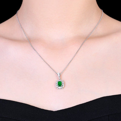 Zambia natural emerald pendant - Lotus Diamond
