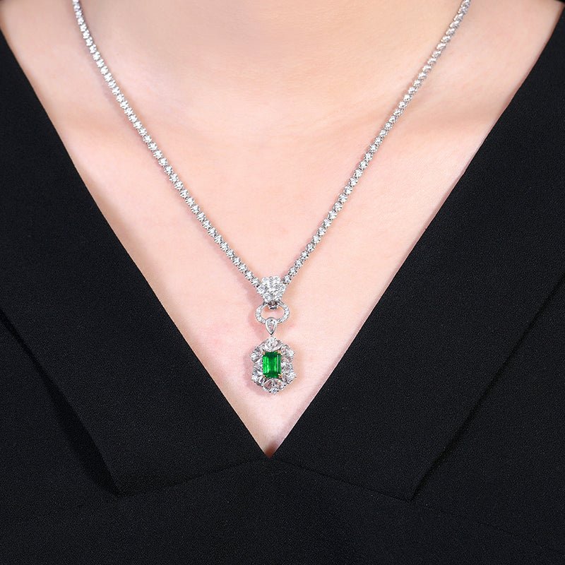 Zambia natural emerald ring/pendant, dual purpose - Lotus Diamond