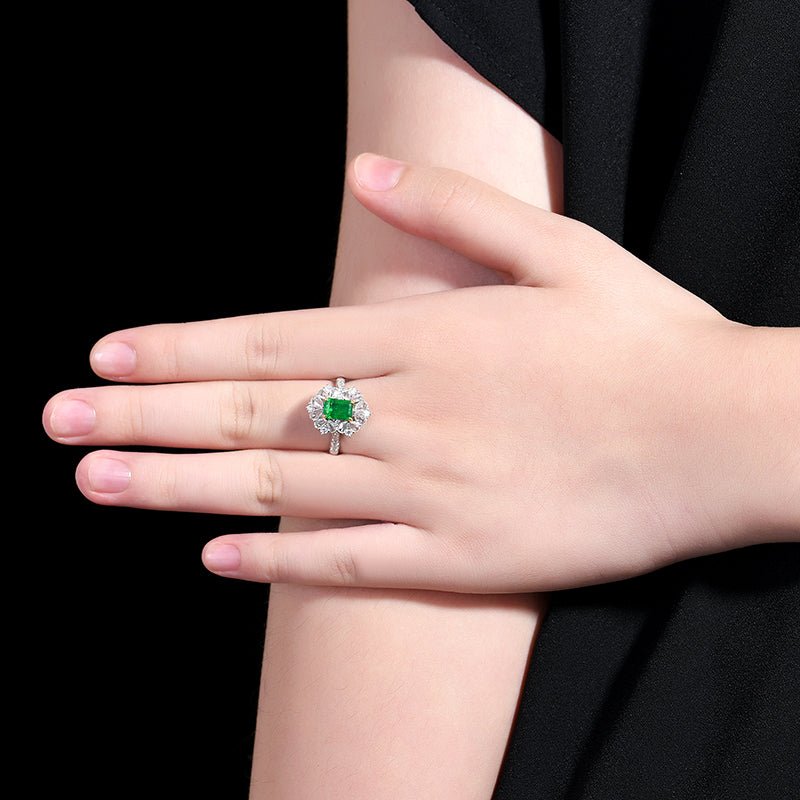 Zambia natural emerald ring/pendant, dual purpose - Lotus Diamond