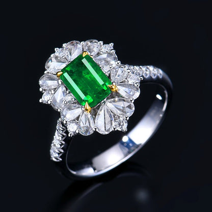 Zambia natural emerald ring/pendant, dual purpose - Lotus Diamond